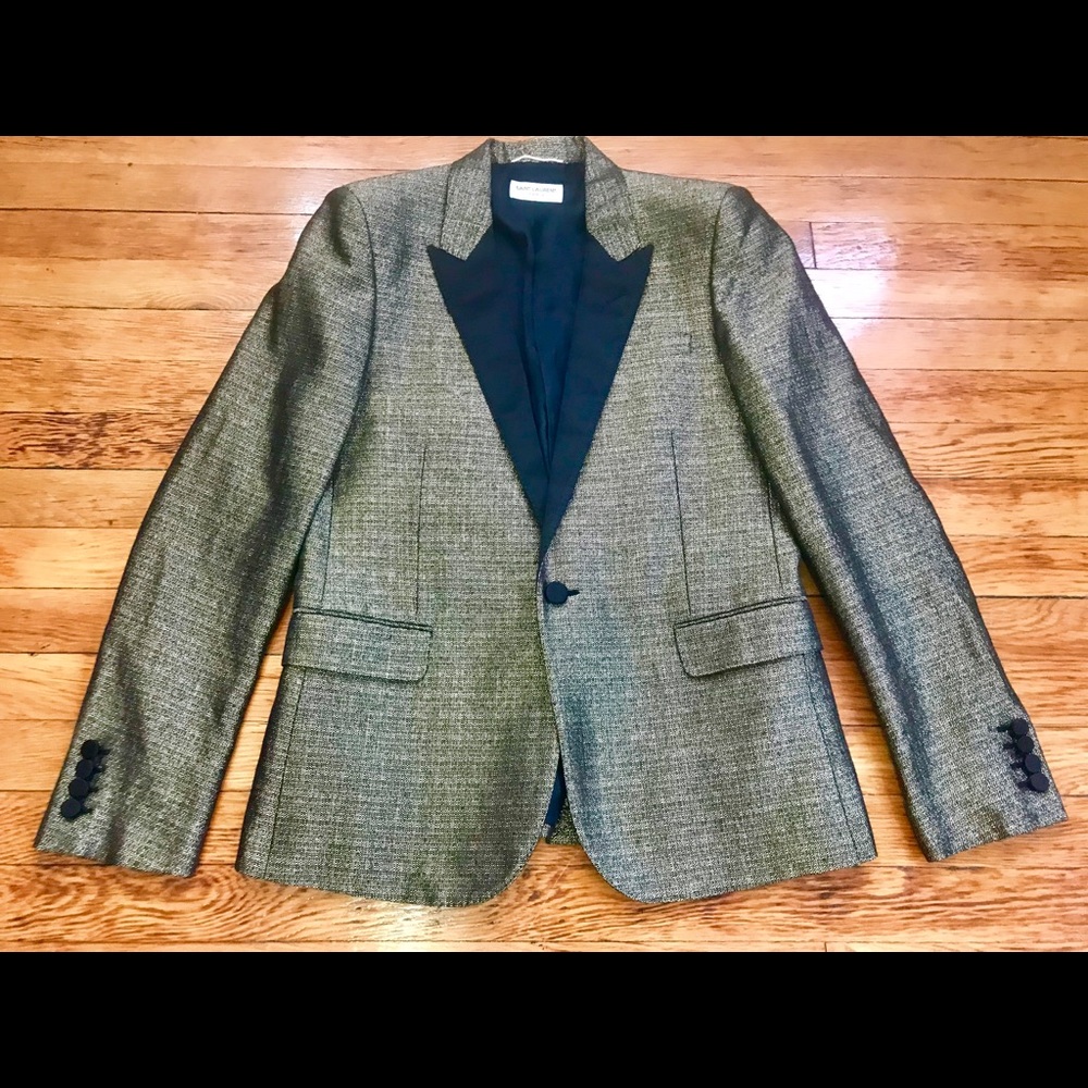 Saint Laurent Paris silk golden jacquard blazer